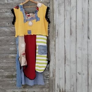 Boho Embroidered Cardinal Sweater Upcycled